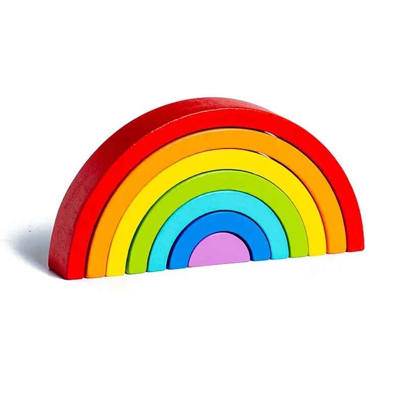 Kids Montessori Arch Bridge Wooden Rainbow Building Blocks Toy