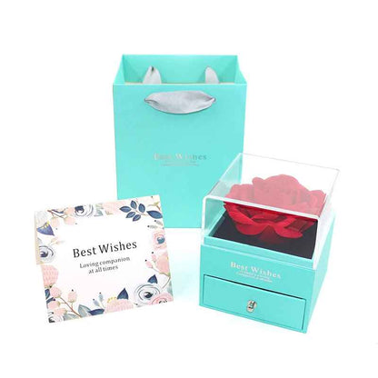 1 Set Mother's Day Eternal Artificial Rose Flower Jewelry Gift Box