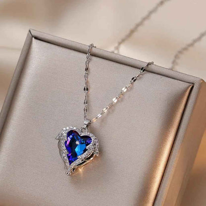 Colorful Blue Heart of the Ocean Pendant Necklace