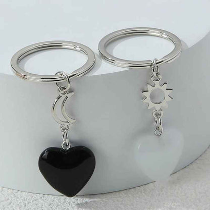 1 Pair Romantic Couple Crystal Hearts Keychain