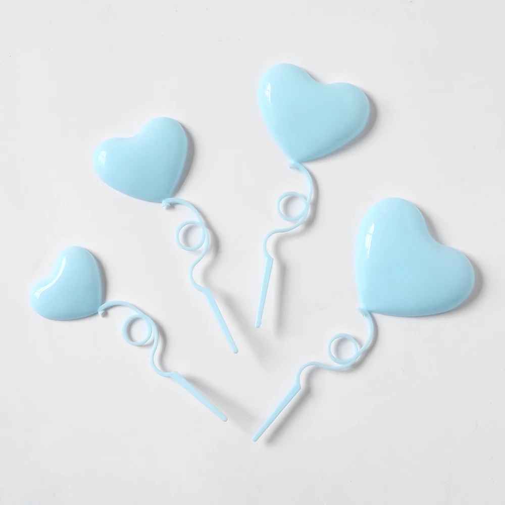 4Pcs/Set Mix Size Heart Balloons Cake Toppers – Valentine’s Day Party Supplies, Wedding Cake Dessert Decorations