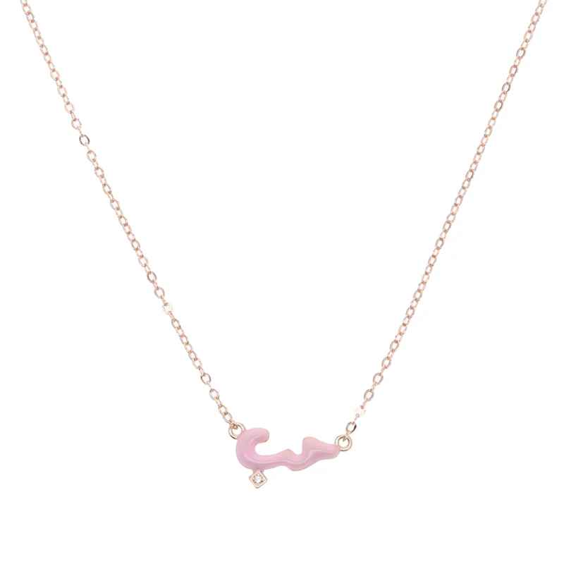 Micro Pastel Enamel Small Arabic Love Letter 18-Inch Charm Necklace