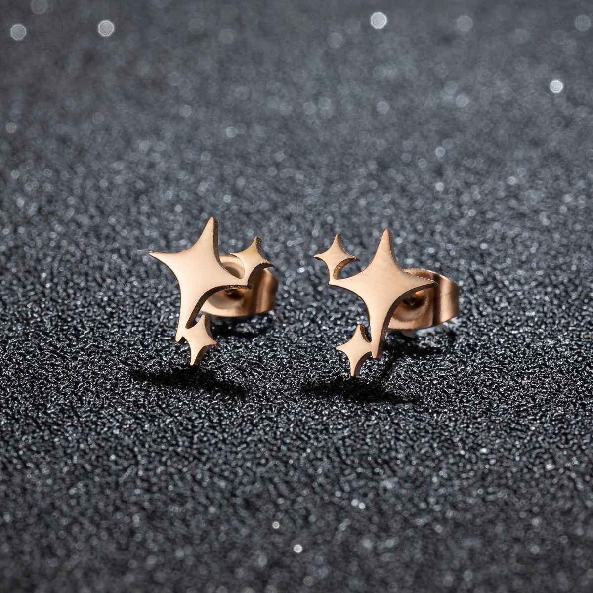 Cross Star Stainless Steel Stud Earrings