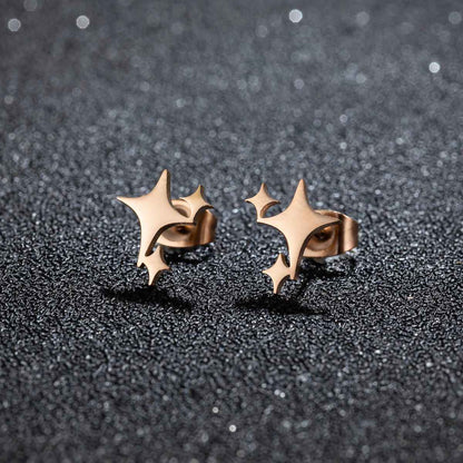 Cross Star Stainless Steel Stud Earrings