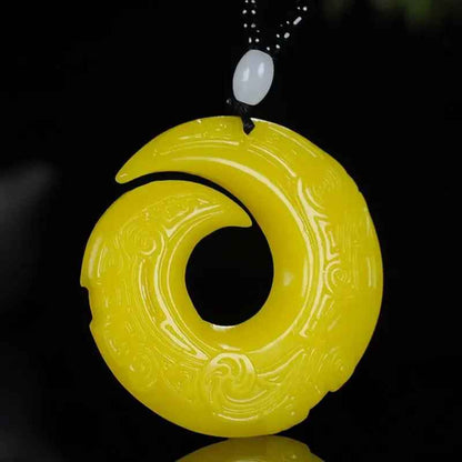 Natural Hetian Jade Bagua Ruyi Pendant Necklace