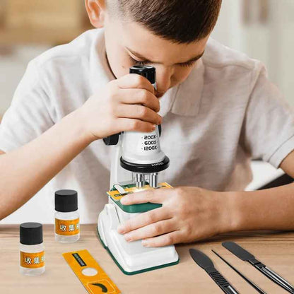 Children Microscope Kit 200x 600x 1200x Toy with LED Light