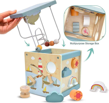 Montessori Wooden Activity Cube Toy