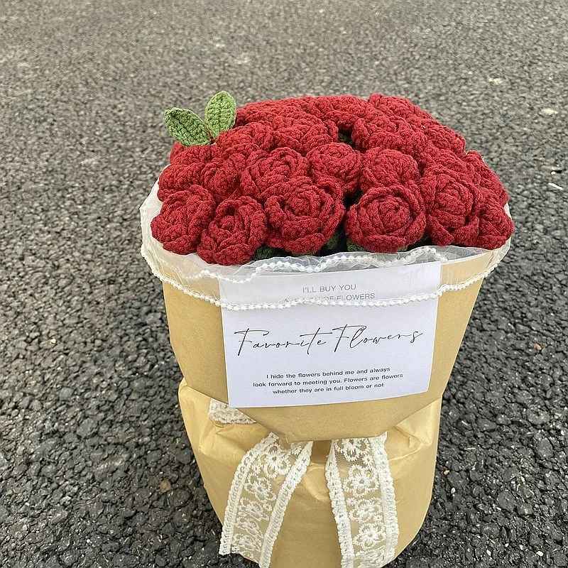 Artificial Knitted Flower Rose Bouquet