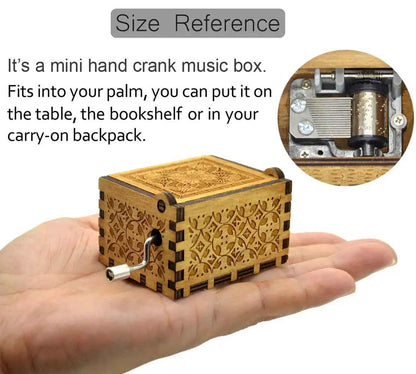 Wooden Vintage Hand-Cranked Music Box – Engraved Music Box