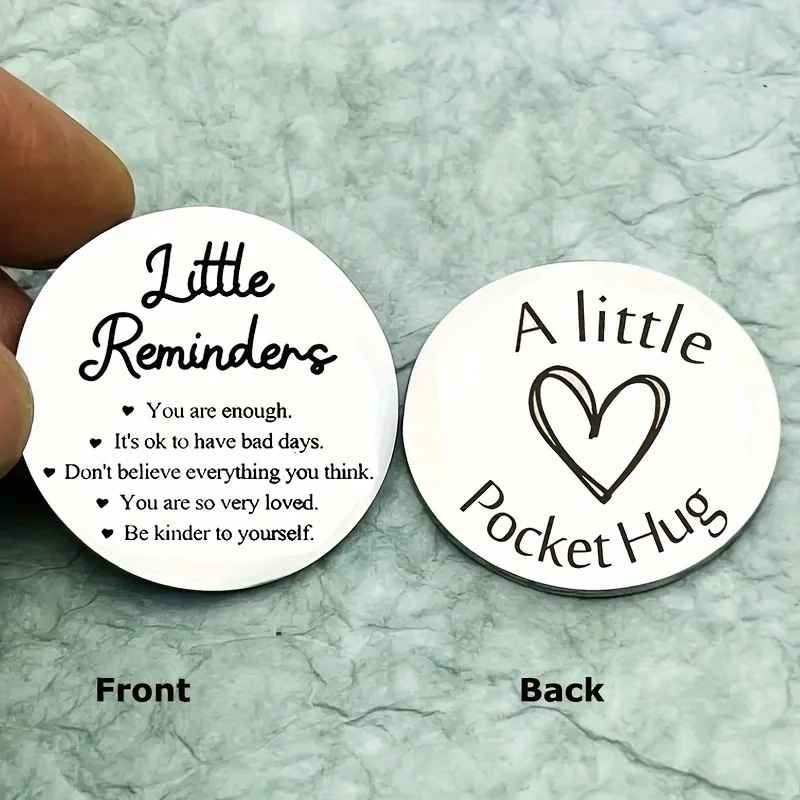 1PC Little Reminder Long Distance Relationship Pocket Hug Token – Stainless Steel Keepsake Coin for Motivation and Connection