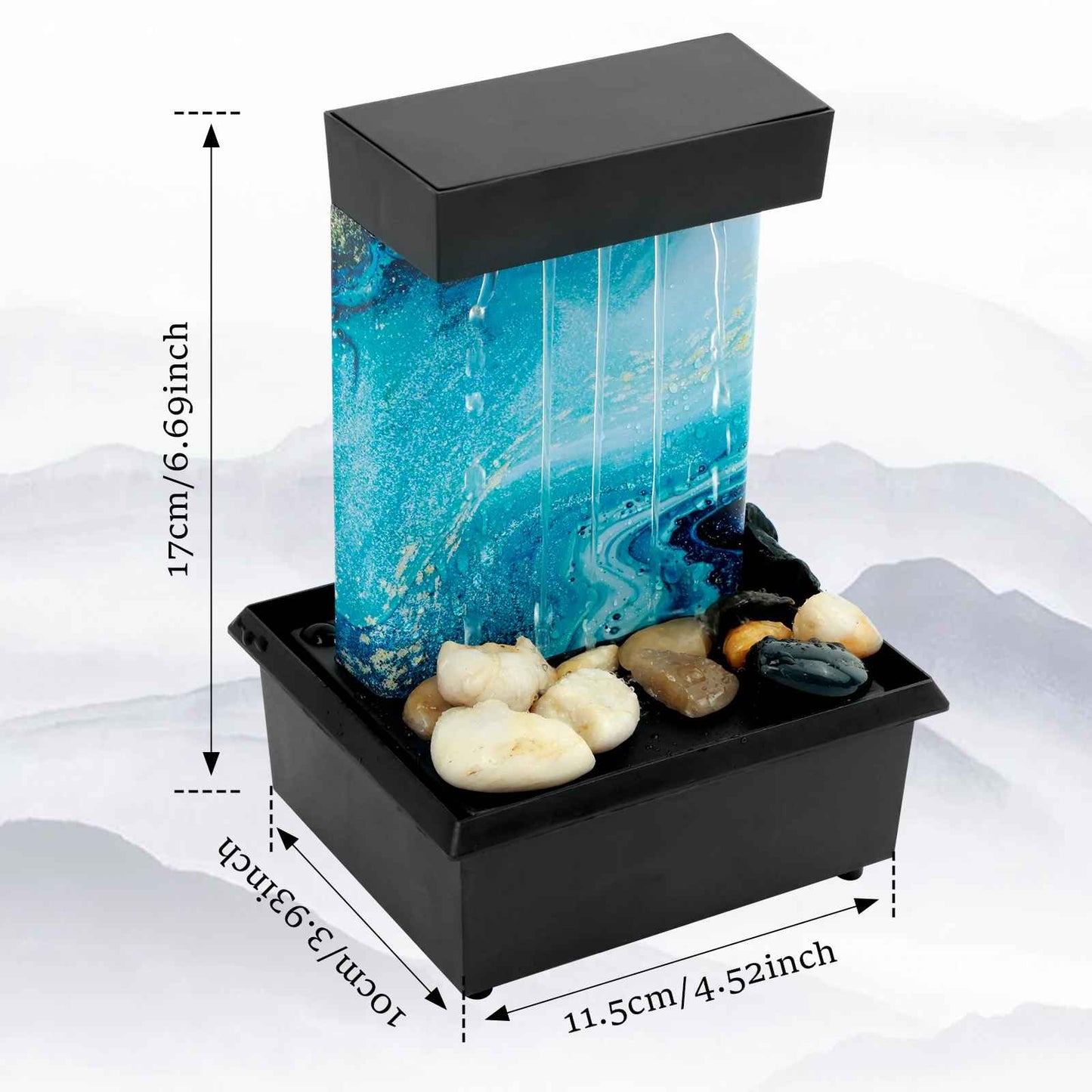 Mini Indoor Zen Tabletop Water Fountain with Light