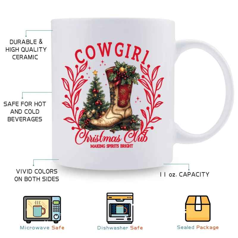 1pc 320ml Cowgirl Christmas Club Ceramic Mug