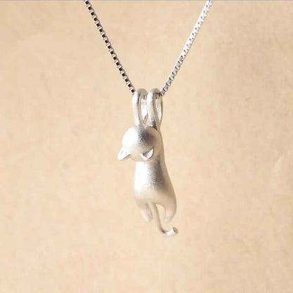 925 Sterling Silver Cute Kitty Clavicle Chain Pendant Cat Necklace