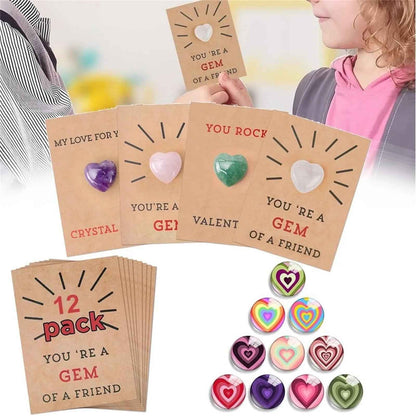 Kids "You're a Gem" Heart-shaped Stone with Friendship Greeting Card Gift