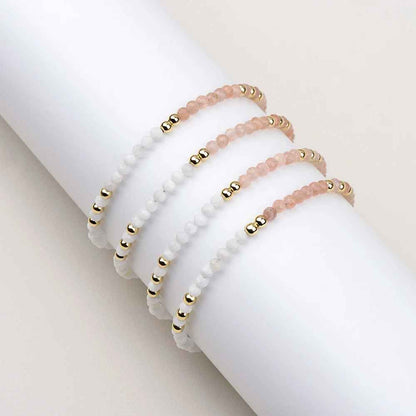 3mm Faceted Sunstone and Moonstone Bracelet