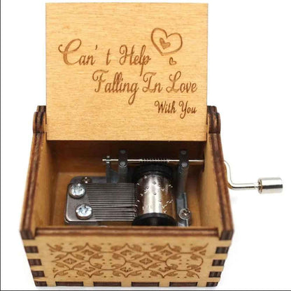 Wooden Vintage Hand-Cranked Music Box – Engraved Music Box