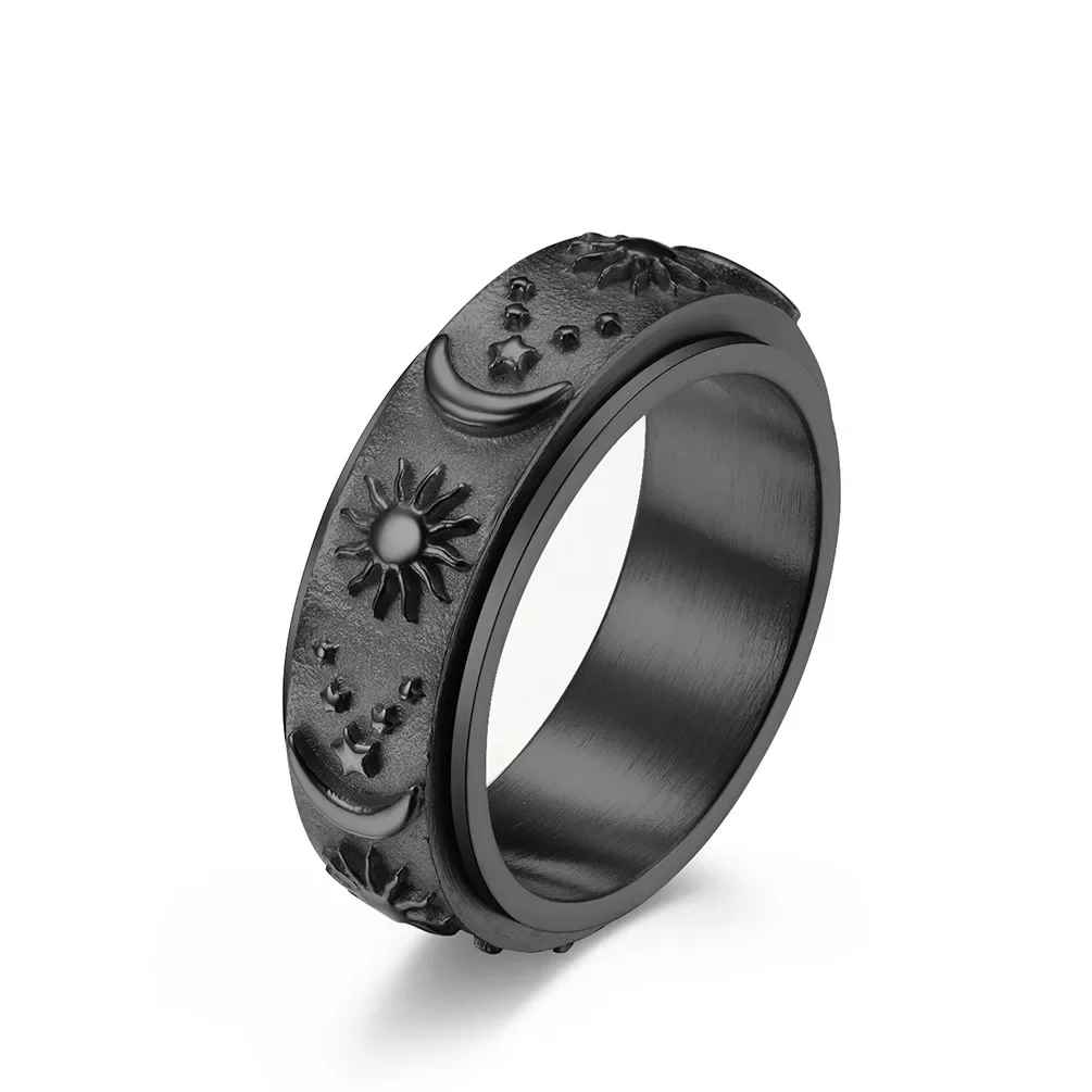 Goth Star Moon Sun Rotatable Fidget Spinner Ring