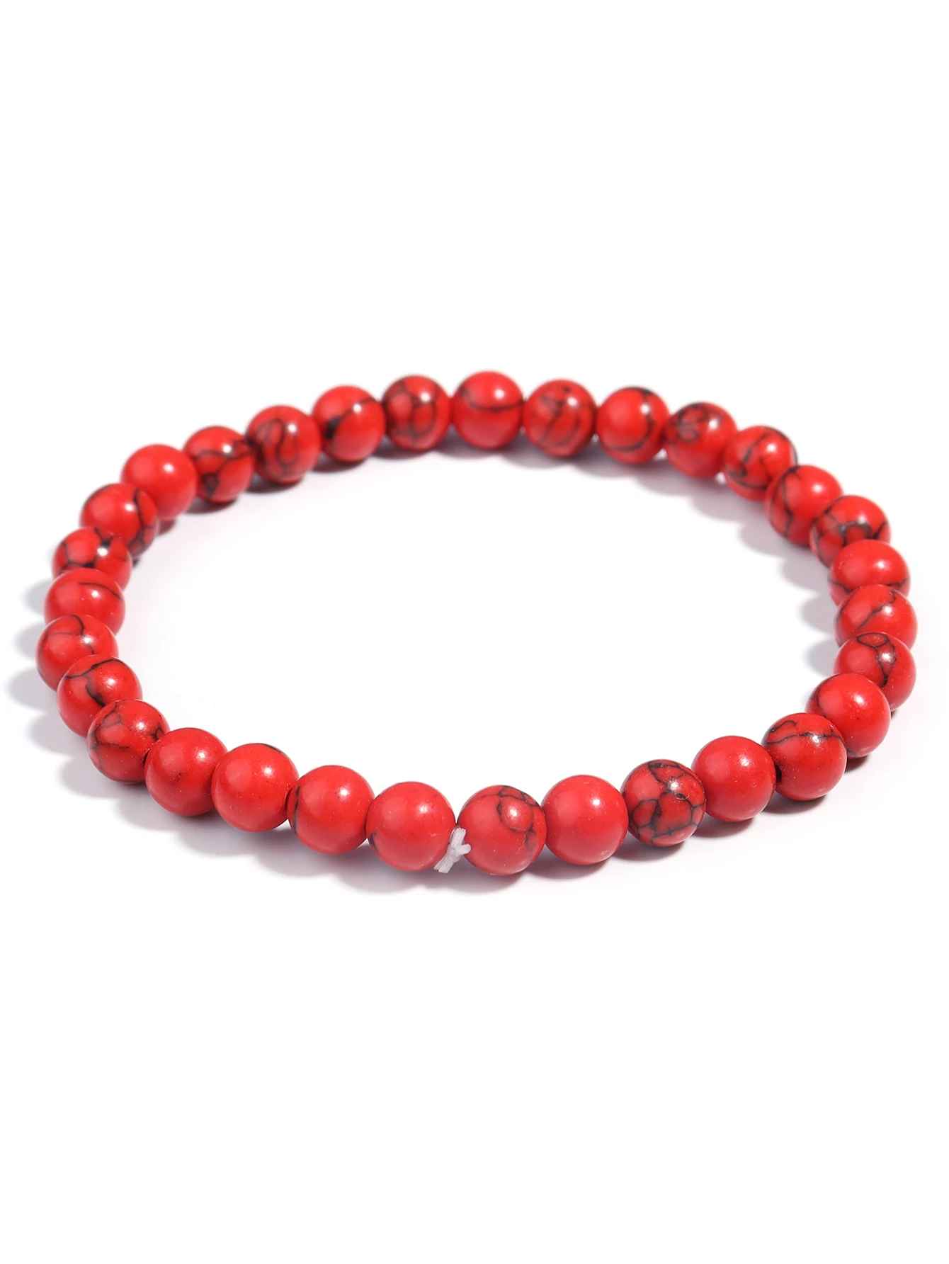 1pc Red Natural Stone Meditation Prayer Bracelet