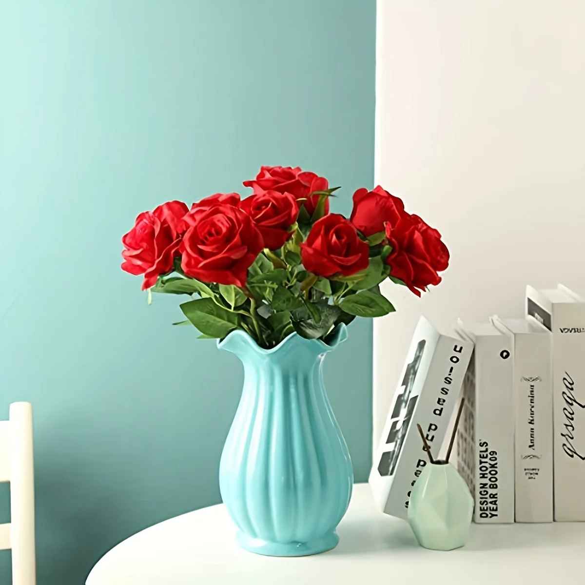 12pcs Realistic Artificial Rose Bouquet