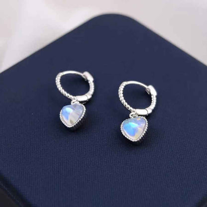 Moonstone Heart Sterling Silver Earrings