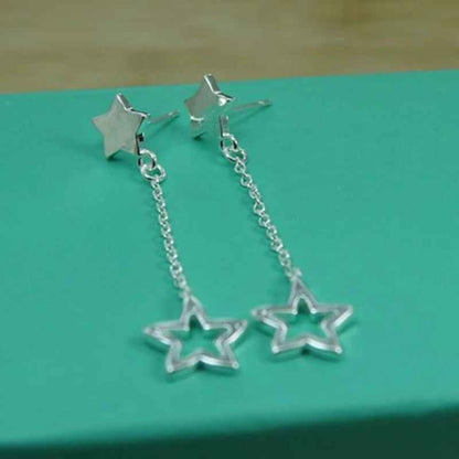 Star and Heart Sterling Silver Stud Earrings