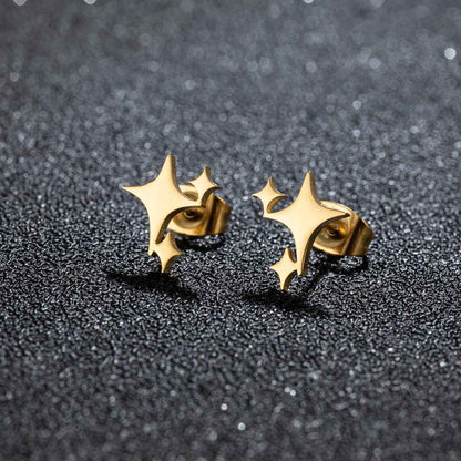 Cross Star Stainless Steel Stud Earrings