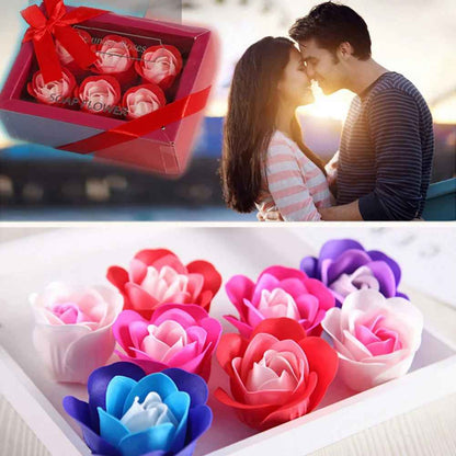 Romantic 6pcs Artificial Soap Rose Flower Gift Box