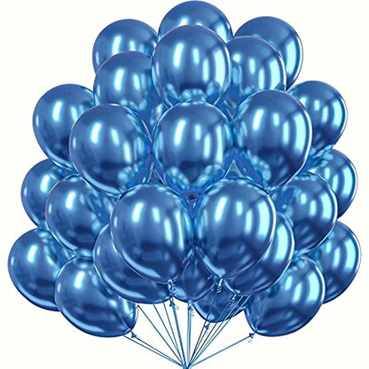 10Pcs 12Inch Color Chrome Metal Round Latex Balloons