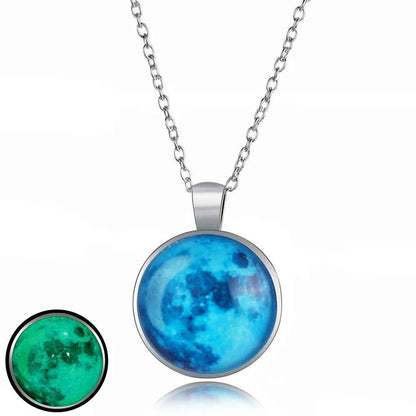 Vintage Long Moon Glow In The Dark Necklace