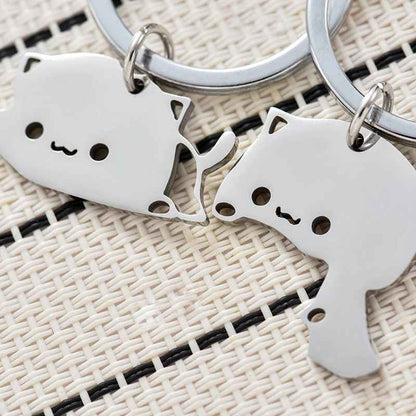 2 Cute Cats Keychain