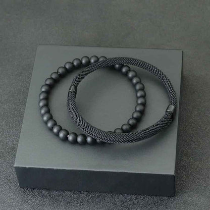 2pcs Fashion Men's Sliding Adjustable Bracelet Set