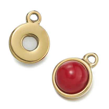 1pc Gold Color Stainless Steel with Round Natural Stone Charm Pendant