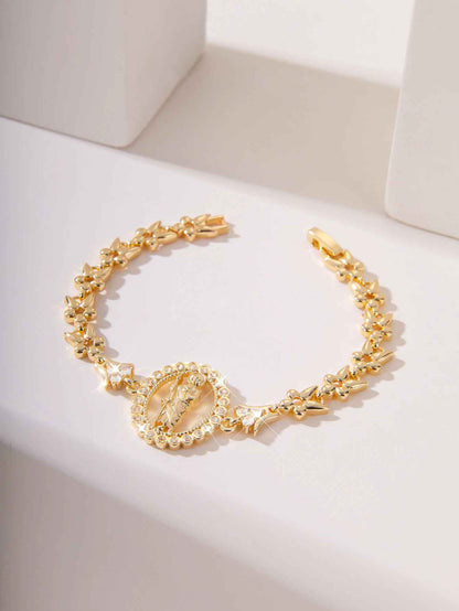 Religious Inlaid Zircon Gold Plated Fashion Bracelet