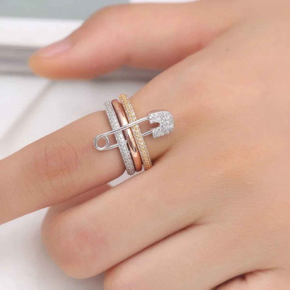 Three Layer Zircon Pin Ring