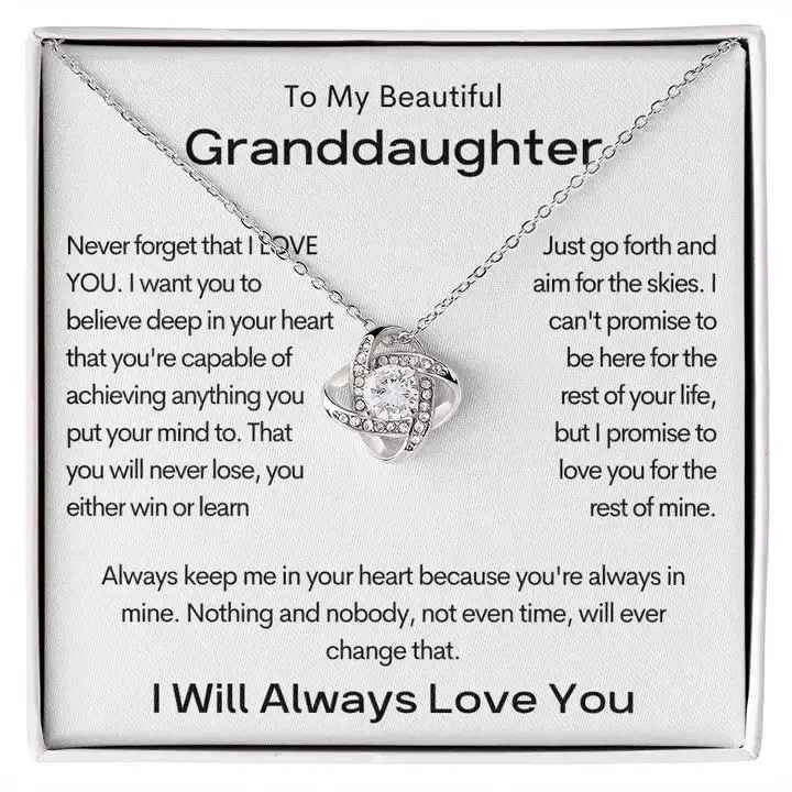 To My Granddaughter Love Knot Necklace