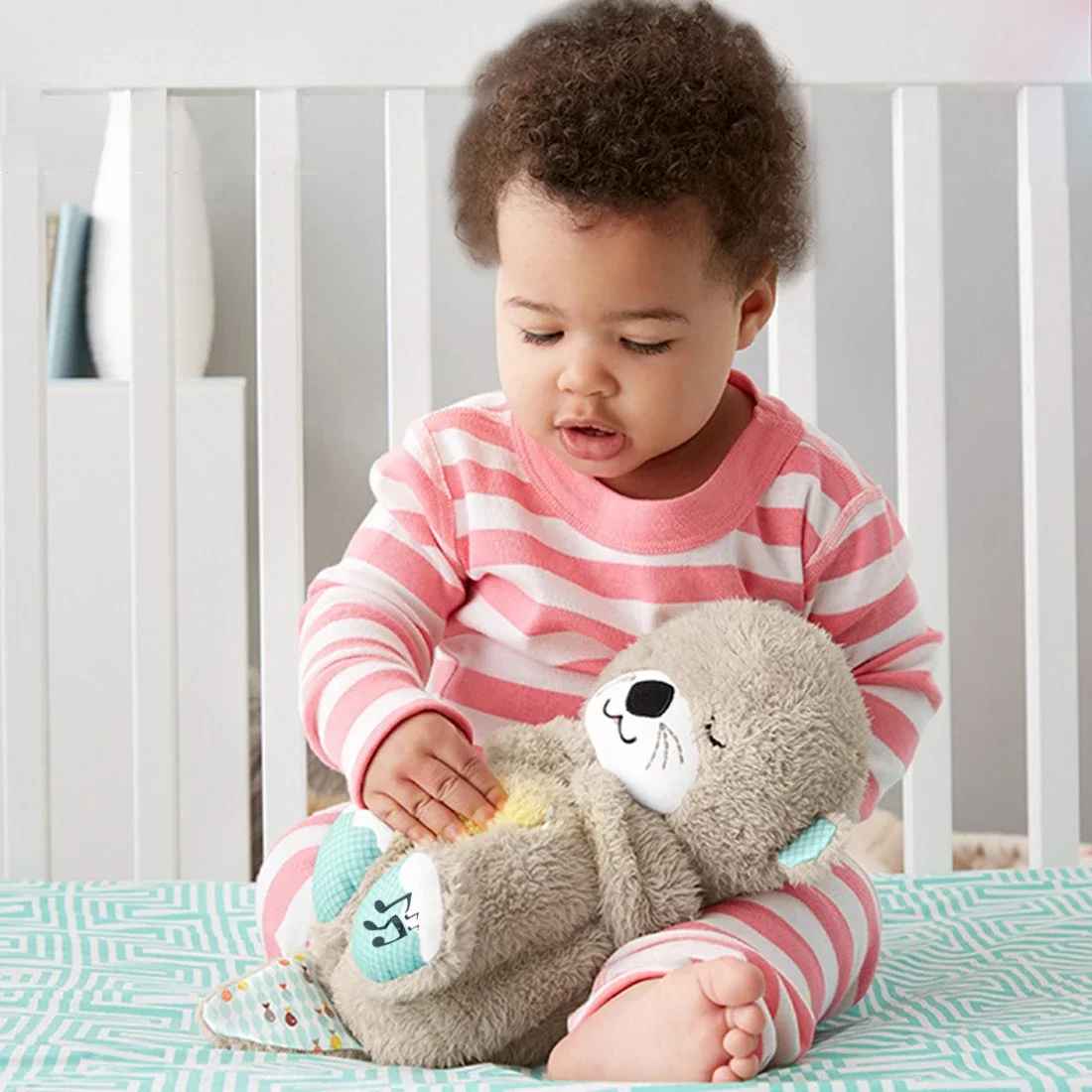 Cute Plush Baby Otter with Breathing Pillow and Music – Sensory Comfort Toy