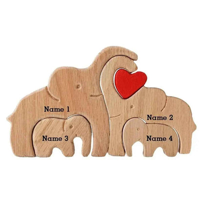 Wooden Custom Family Name Elephant Puzzle Decor