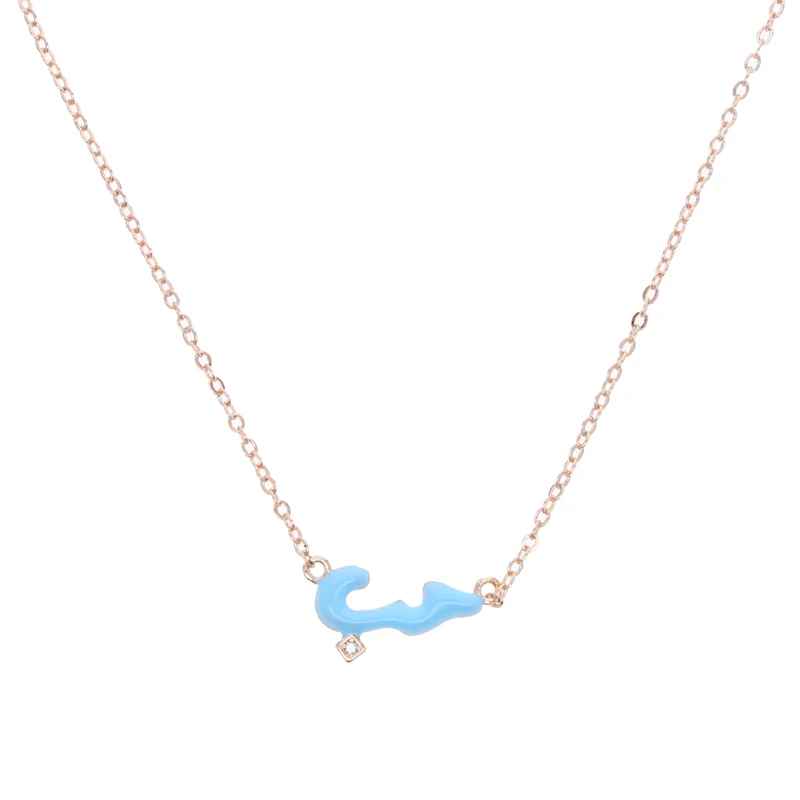 Micro Pastel Enamel Small Arabic Love Letter 18-Inch Charm Necklace