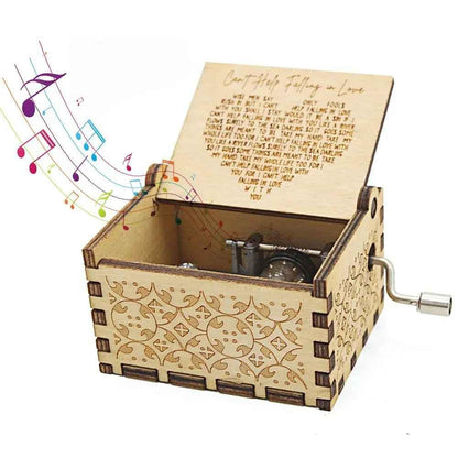 Wooden Vintage Hand-Cranked Music Box – Engraved Music Box