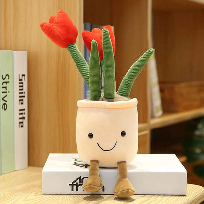 Cute Potted Tulip Plant Plush Doll