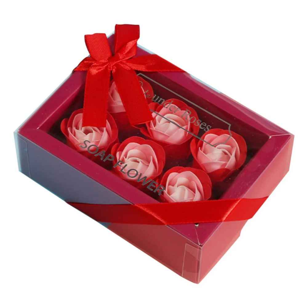 Romantic 6pcs Artificial Soap Rose Flower Gift Box