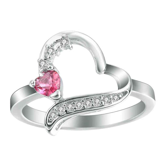 Luxury Gorgeous Heart-Cut Pink Zircon Ring