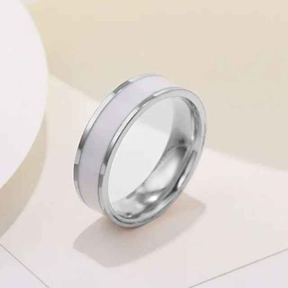 6mm Silver Color Enamel Ring