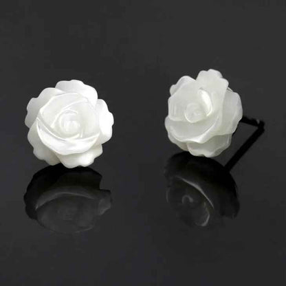 Cute Korean Natural Shell Rose Stud Earrings