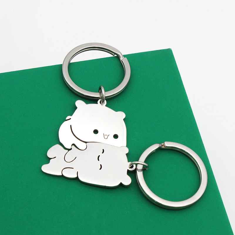 2Pcs Cute Cartoon Bear Couple Keychain