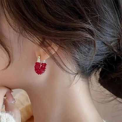 Red Crystal Hook Earrings