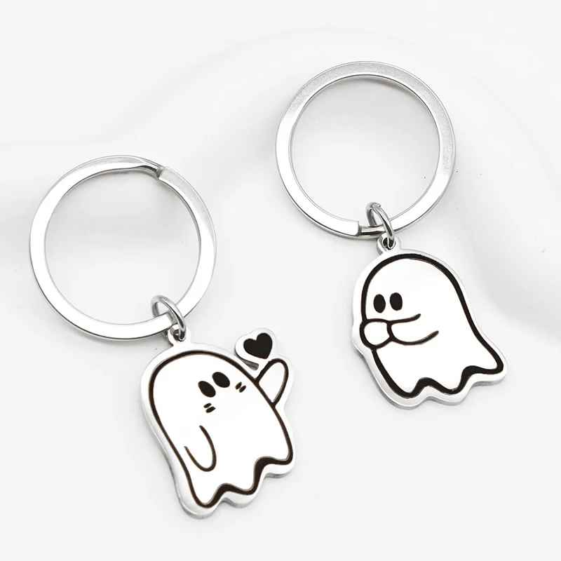 1pc Cute Cartoon Ghost Couple Keychain