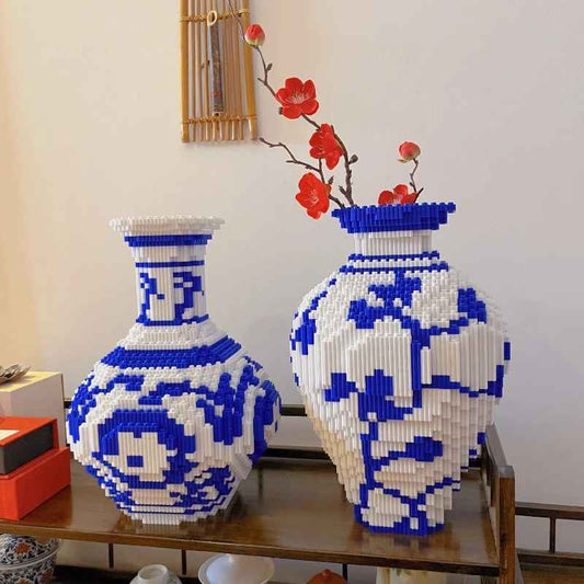 28cm Creative DIY Chinese Style Blue and White Porcelain Vase Puzzle Building Block