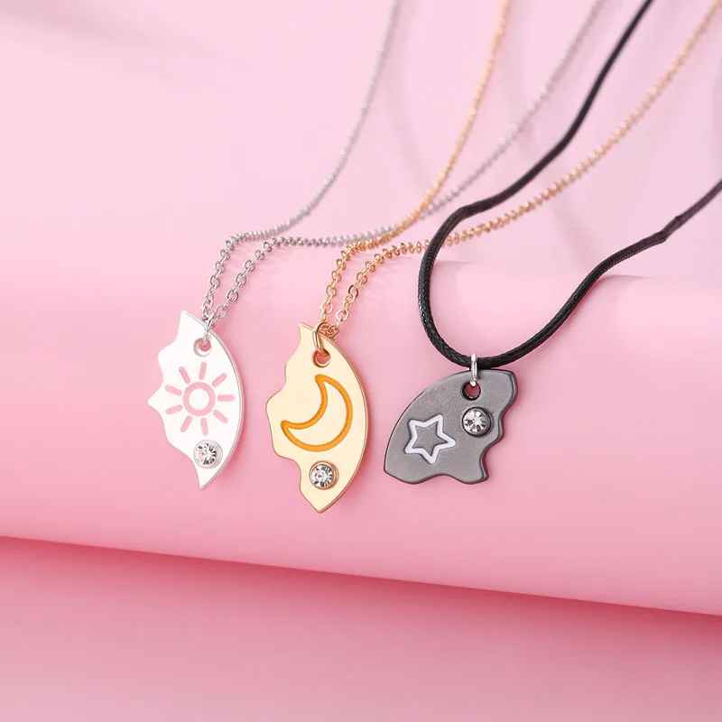 3Pcs Sun Moon Star Pendant Necklace Set