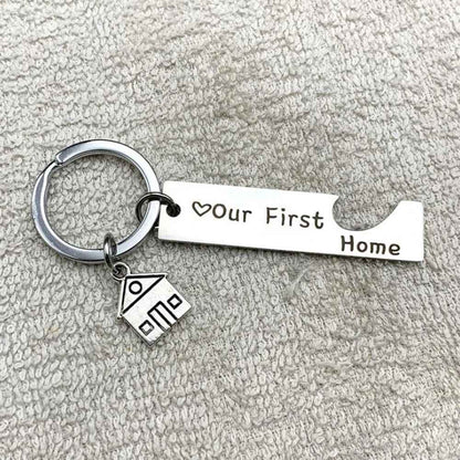 2Pcs Our First Home Couple Keychain